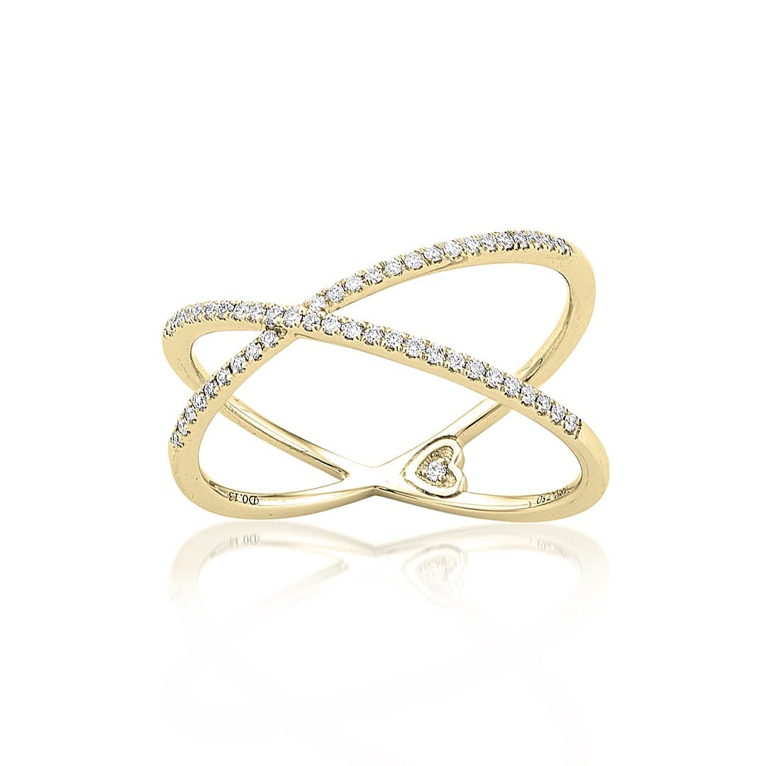 Yellow Gold & Diamond X Crossover Ring 0