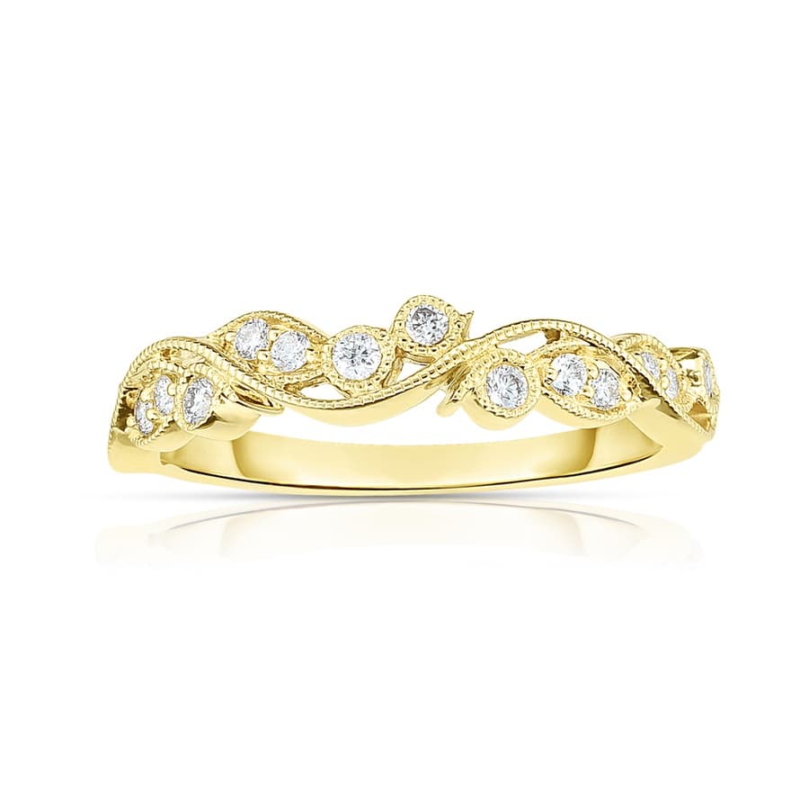 Yellow Gold Diamond Leaf Band