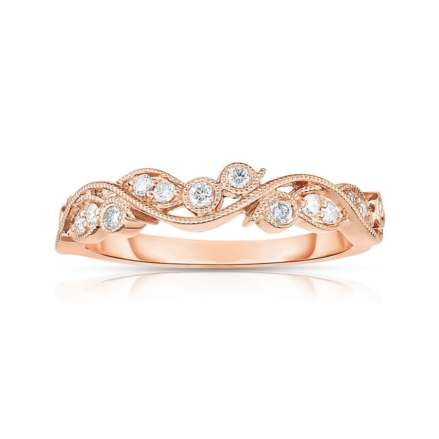 Rose Gold Diamond Leaf Band 0