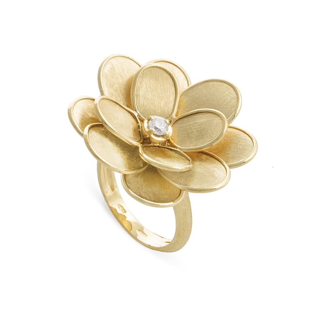 Marco Bicego Yellow Gold Lunaria Petali Diamond Flower Ring 0