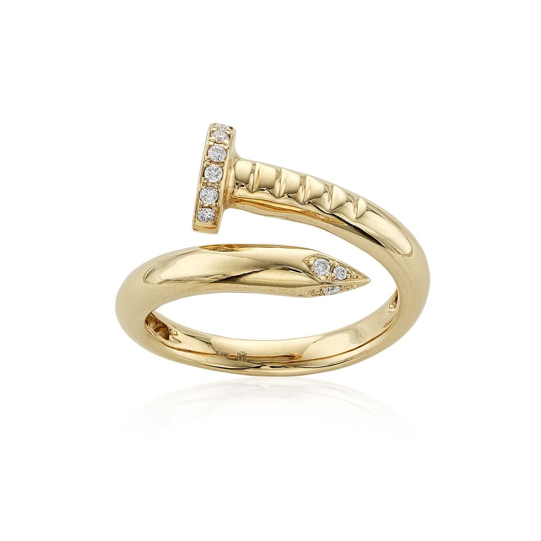 Nail Head Ring in Yellow Gold with Diamonds 0