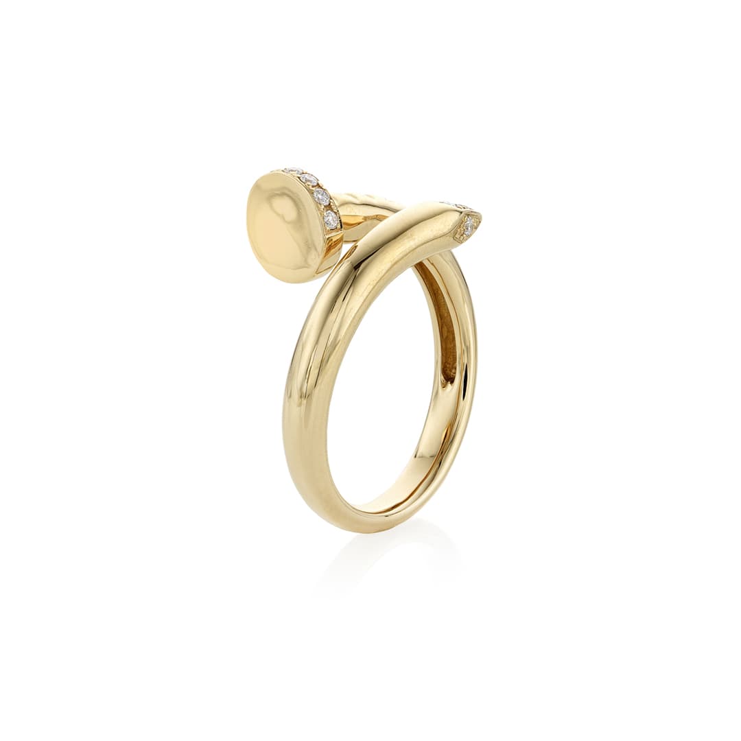 Nail Head Ring in Yellow Gold with Diamonds 1