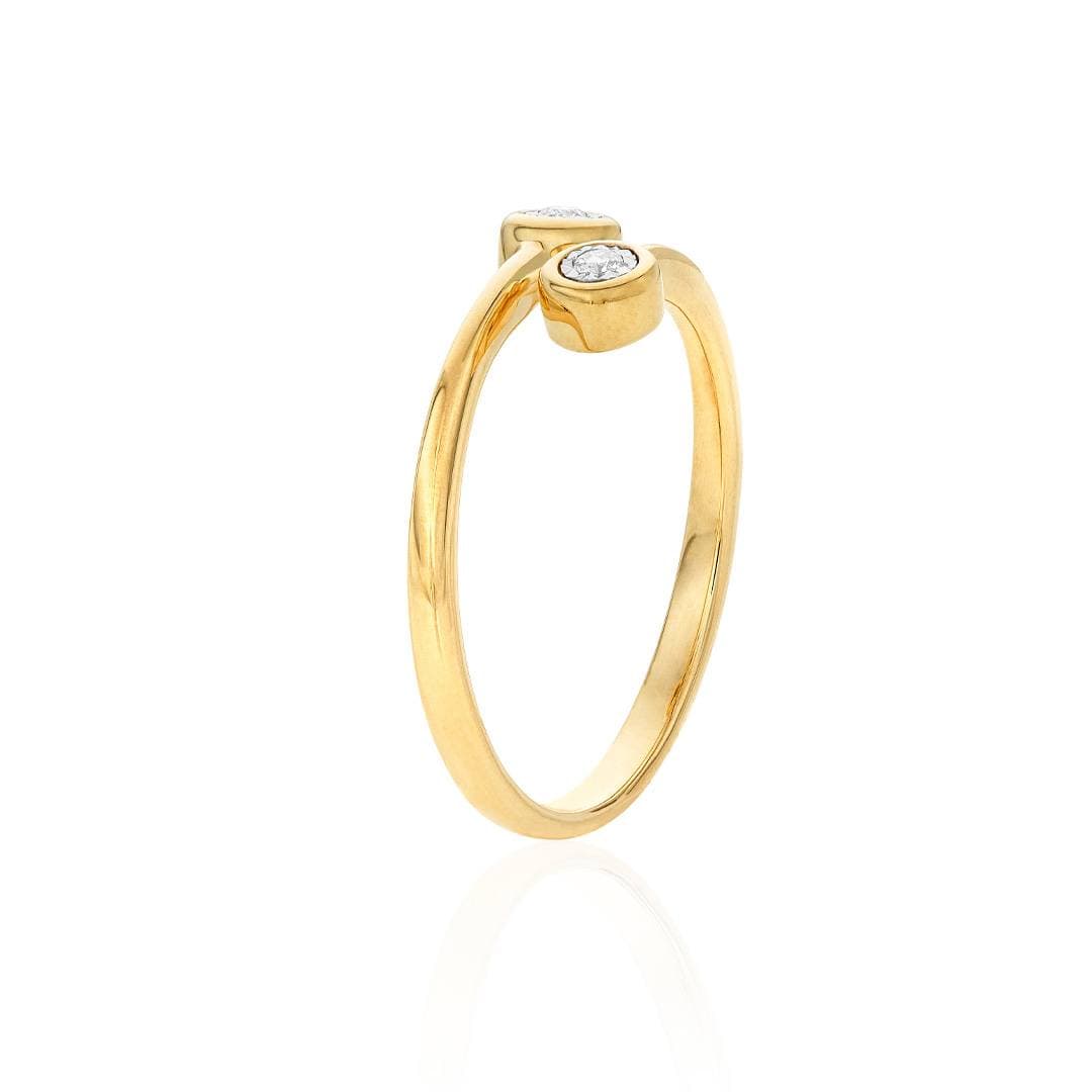 Yellow Gold Bezel Diamond Bypass Ring 1