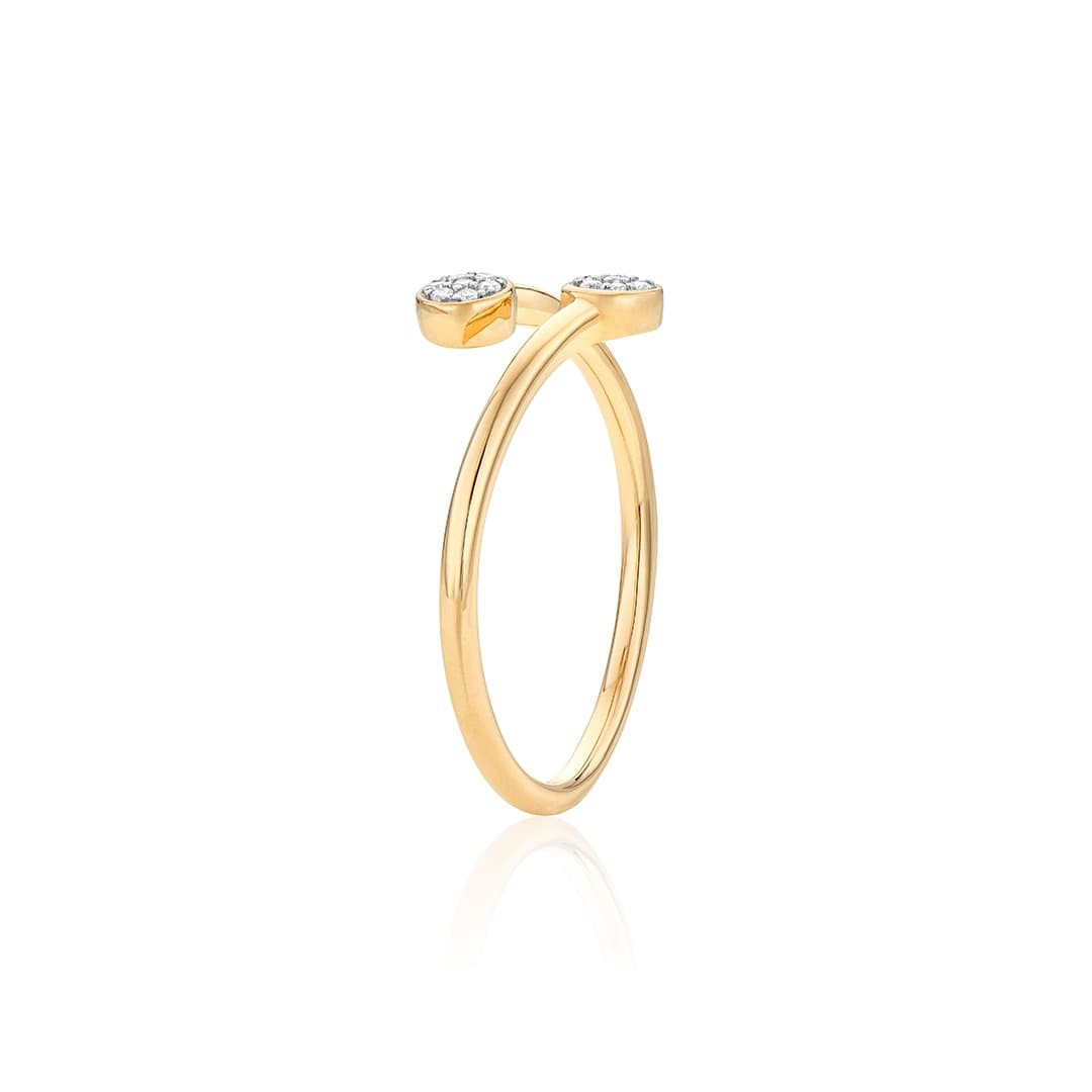 Yellow Gold Bezel Diamond Cluster Bypass Ring 1