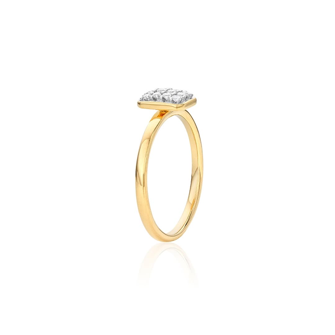 Yellow Gold Stacking Ring with Radiant Shaped Diamond Cluster 1