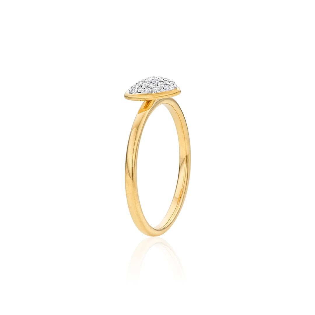 Yellow Gold Stacking Ring with Heart Shaped Diamond Cluster 1