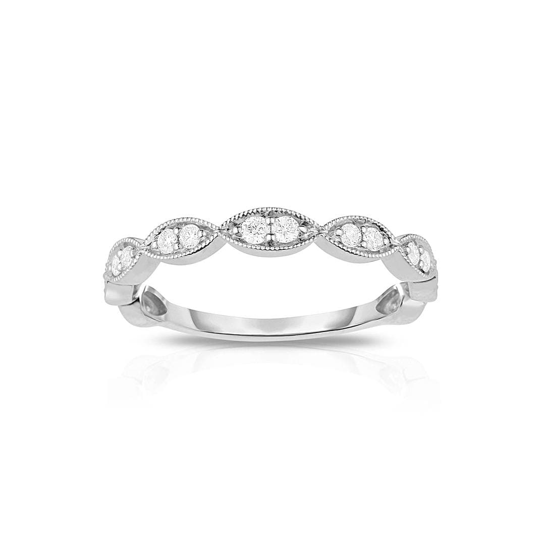 Scalloped Diamond White Gold Band 0