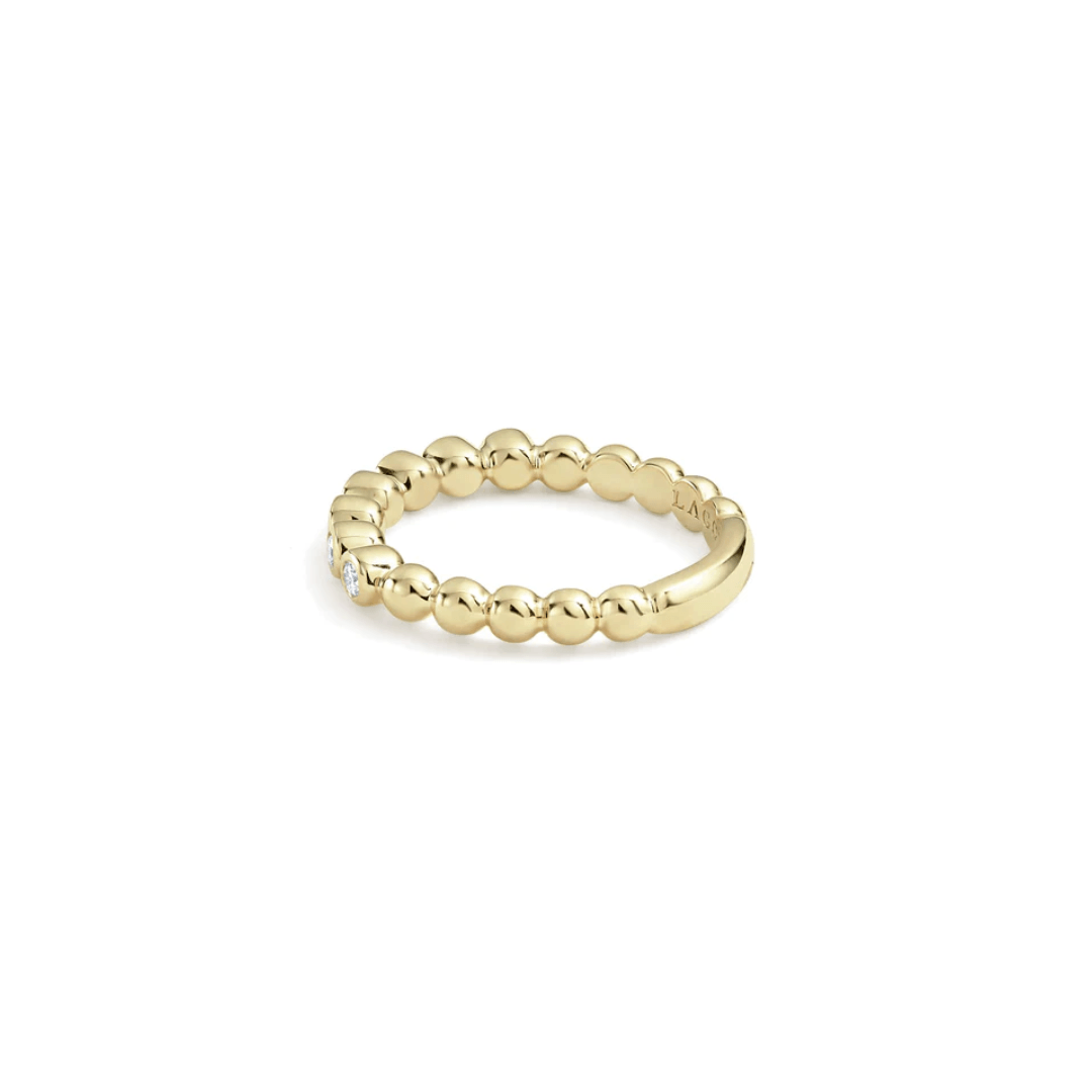 Lagos Caviar Gold 18k Gold and Diamond Stacking Ring 2