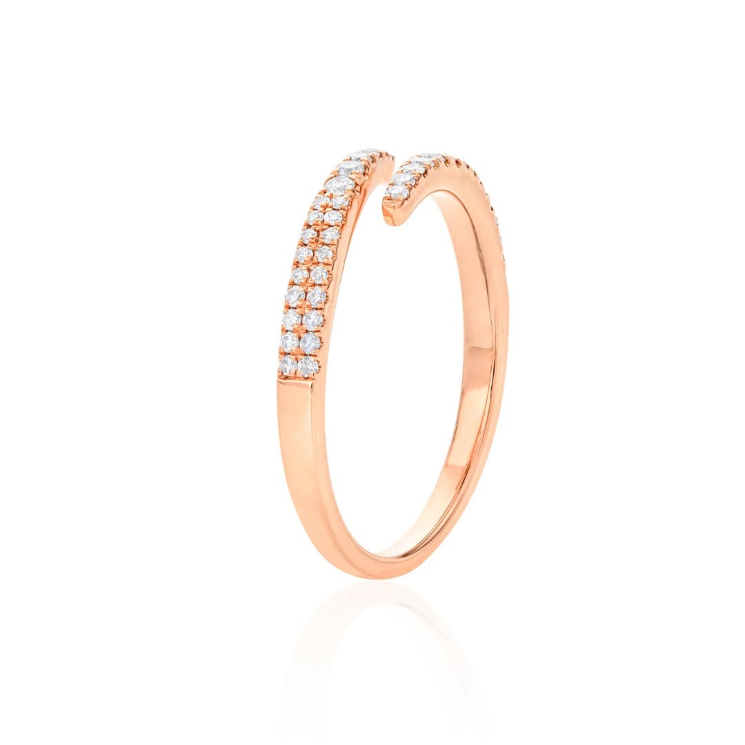 Rose Gold Pave Diamond Bypass Band 1