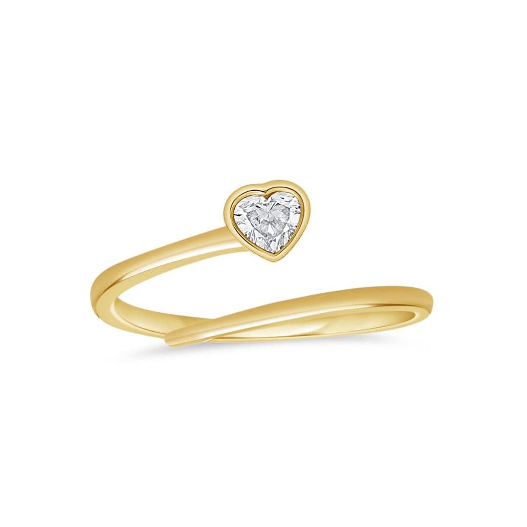 Heart Shape Diamond Solitaire Wrap Ring 0