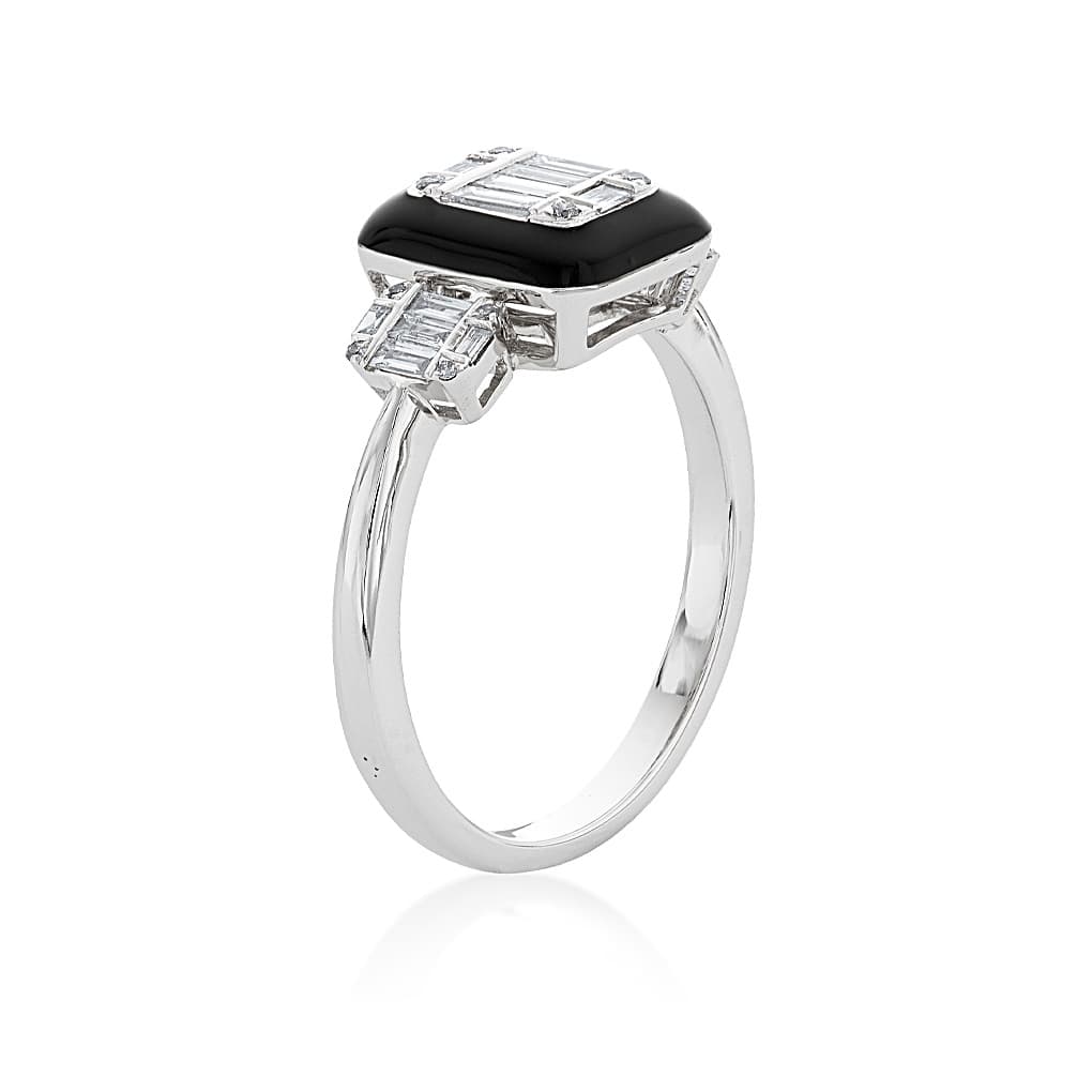 Diamond Cluster Ring with Black Enamel Accent 1