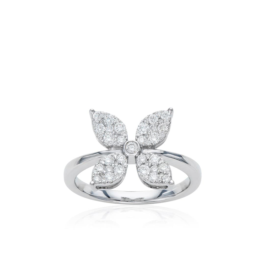 Diamond Flower Ring in 14k White Gold