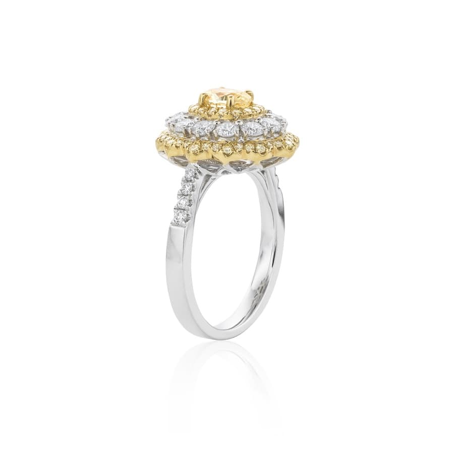 White & Yellow Gold Oval Yellow & White Diamond Ring