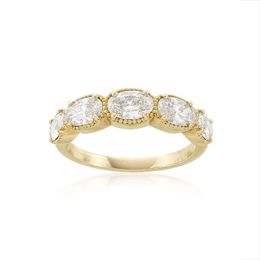 Five Stone Oval Diamond Band in Yellow Gold 0