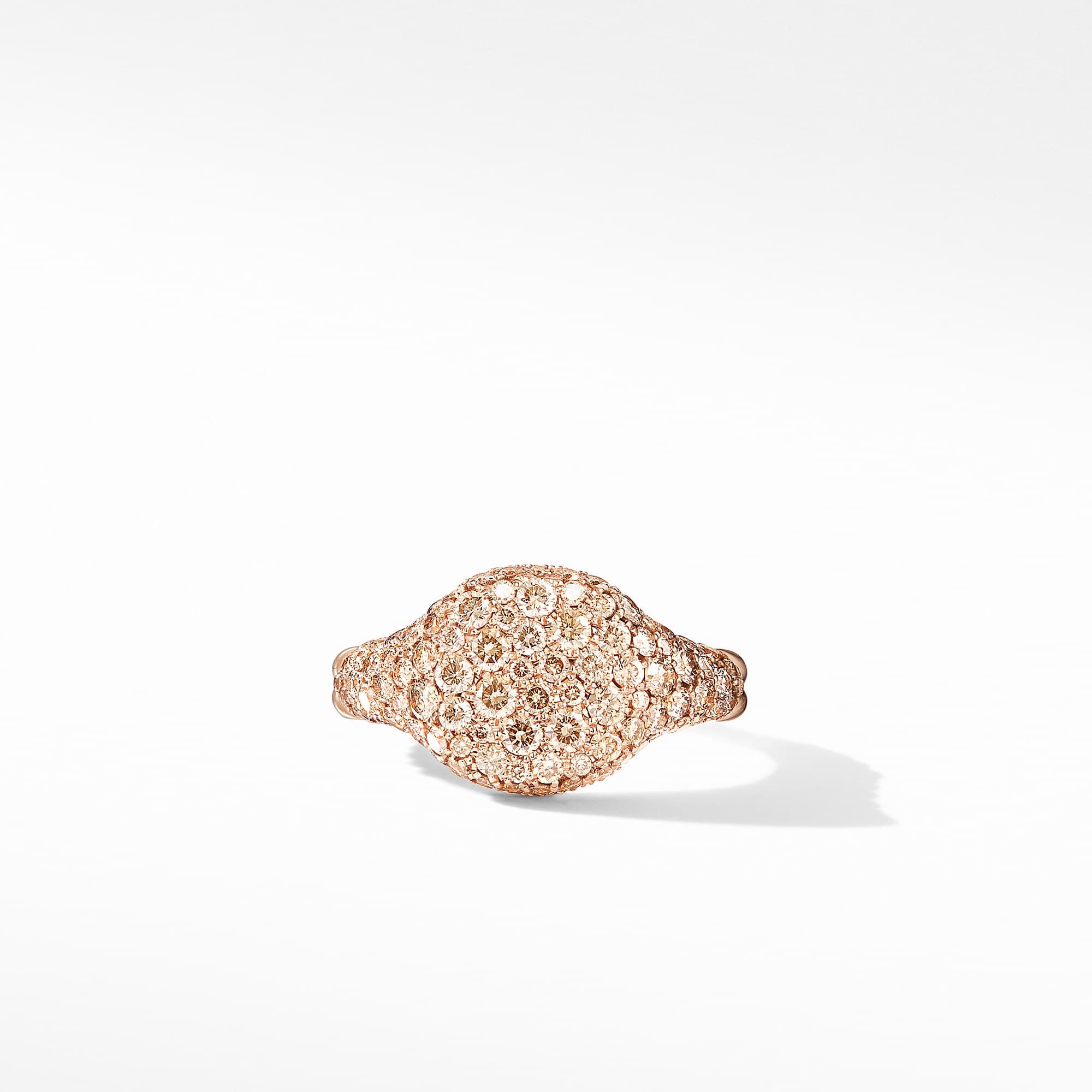 David Yurman Chevron Pinky Ring in 18K Rose Gold with Cognac Diamonds 1