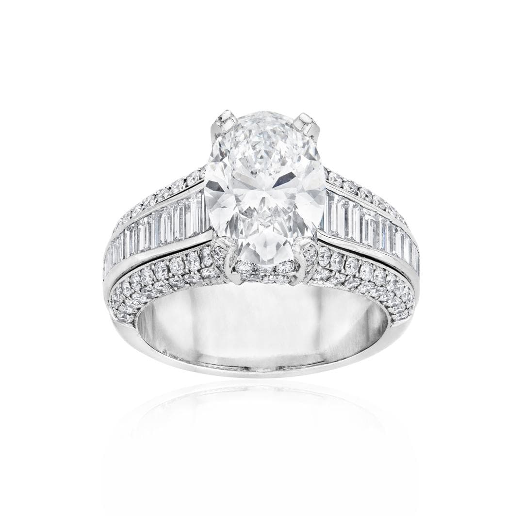 3.02CT Oval Diamond Platinum Engagement Ring