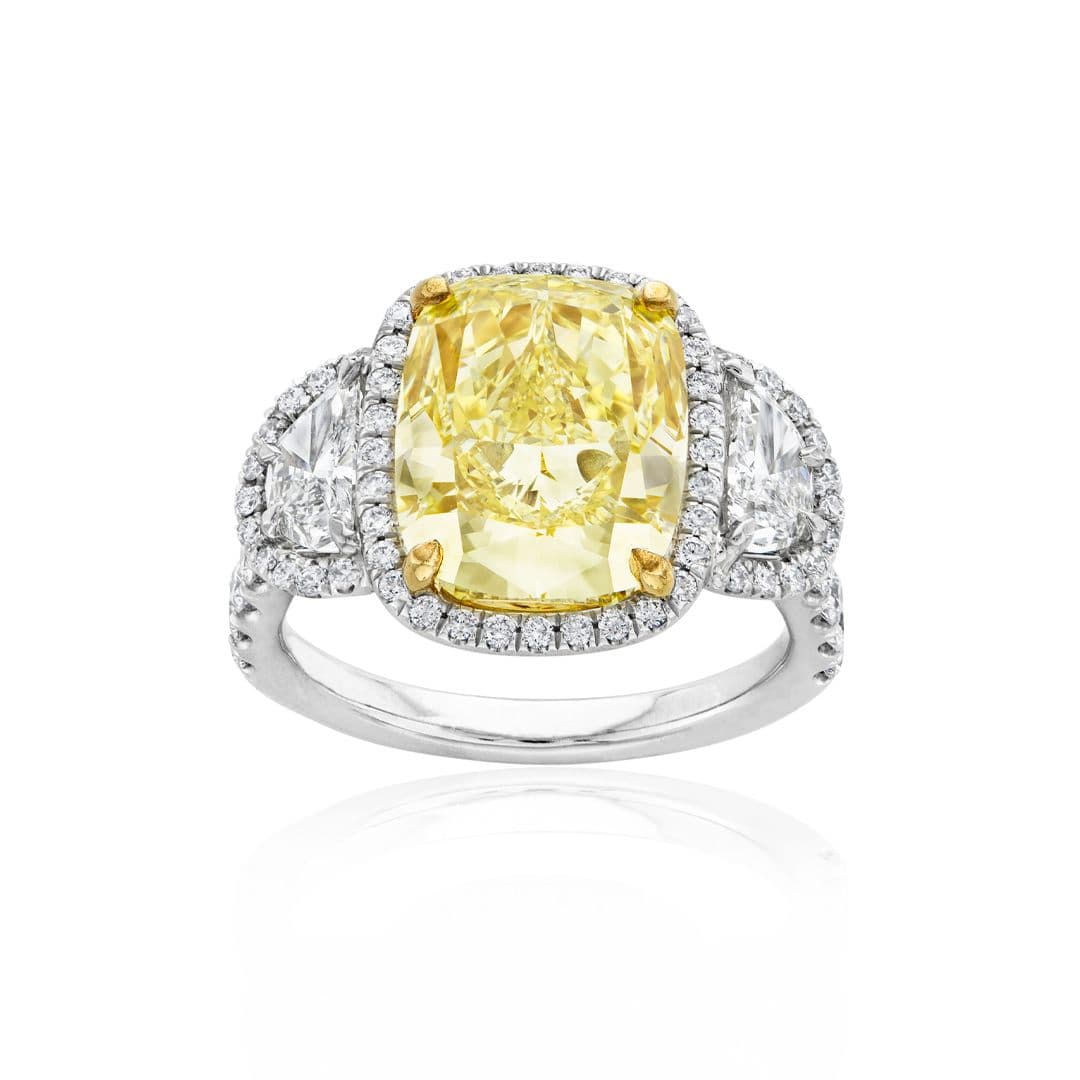 6.03 CT Cushion Cut Fancy Yellow Diamond Engagement Ring 0