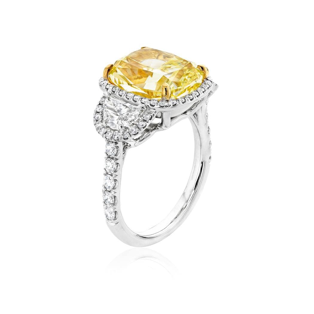 6.03 CT Cushion Cut Fancy Yellow Diamond Engagement Ring 1