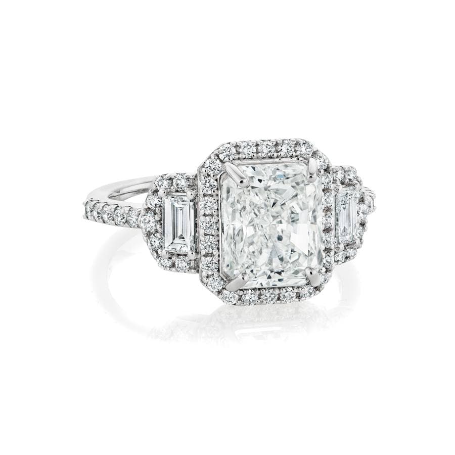 3.02 CT Radiant Cut Diamond Three Stone Engagement Ring 1