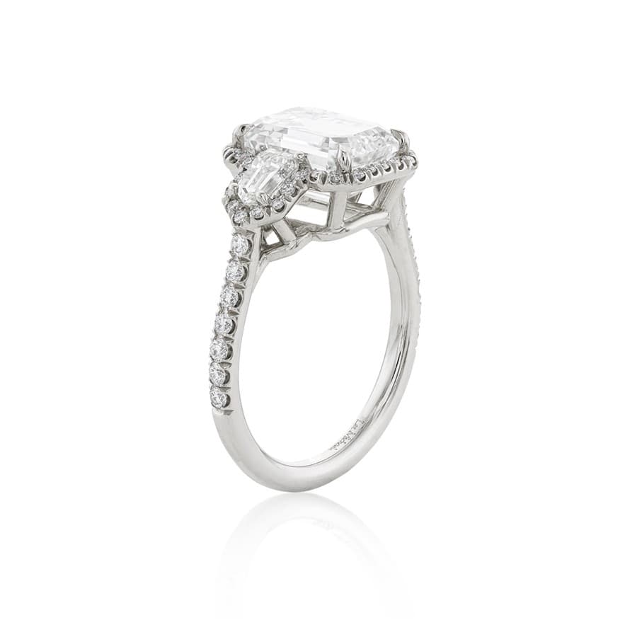 4.01 Carat Emerald Cut Diamond Engagement Ring
