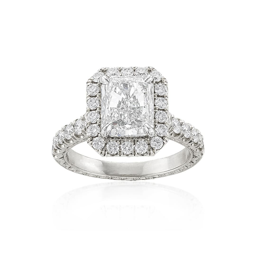 3.01 Carat Radiant Cut Diamond Platinum Engagement Ring 0