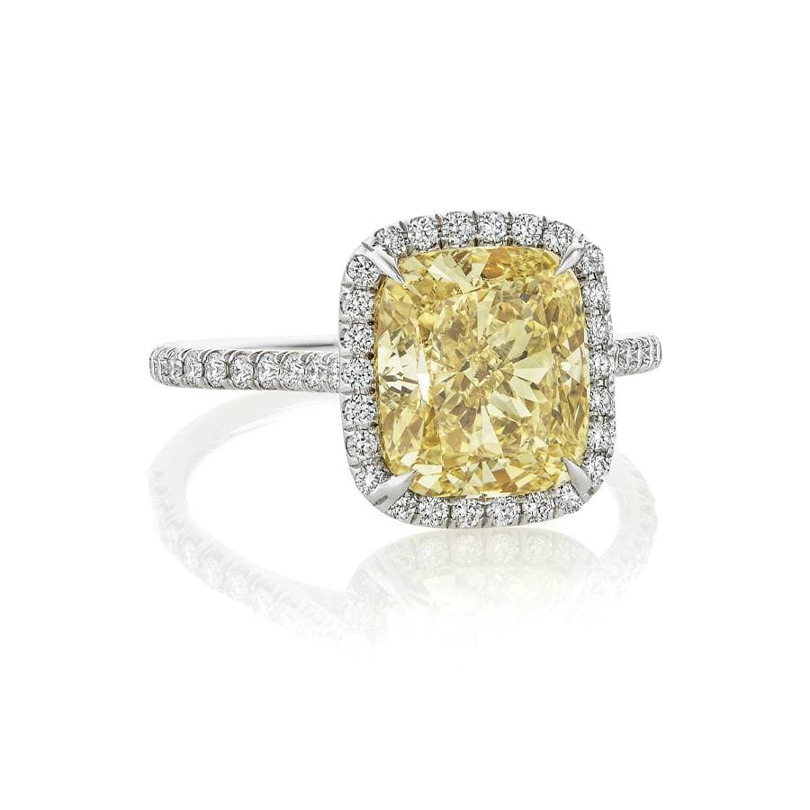 4.12 CT Cushion Cut Yellow Diamond Engagement Ring 1