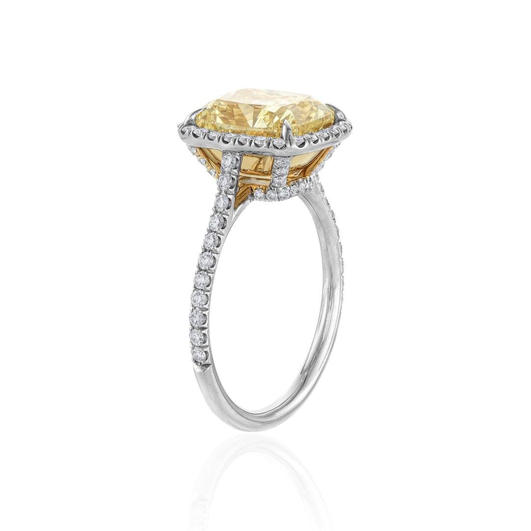 4.12 CT Cushion Cut Yellow Diamond Engagement Ring 2