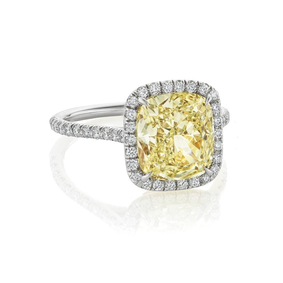 3.87 CT Cushion Cut Yellow Diamond Engagement Ring 1