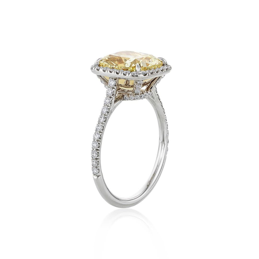 3.87 CT Cushion Cut Yellow Diamond Engagement Ring 2