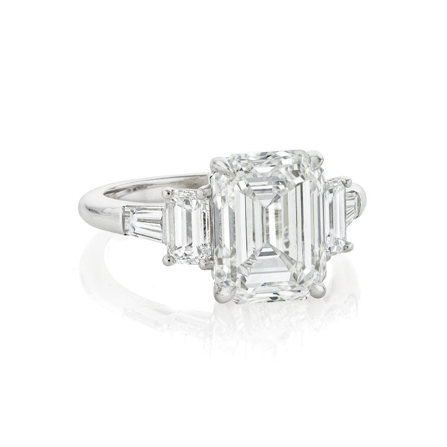 6.44 CTW Emerald Cut Diamond Three Stone Engagement Ring 1