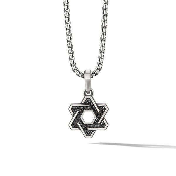 David Yurman Deco Star of David Pendant in Sterling Silver with Black Diamonds