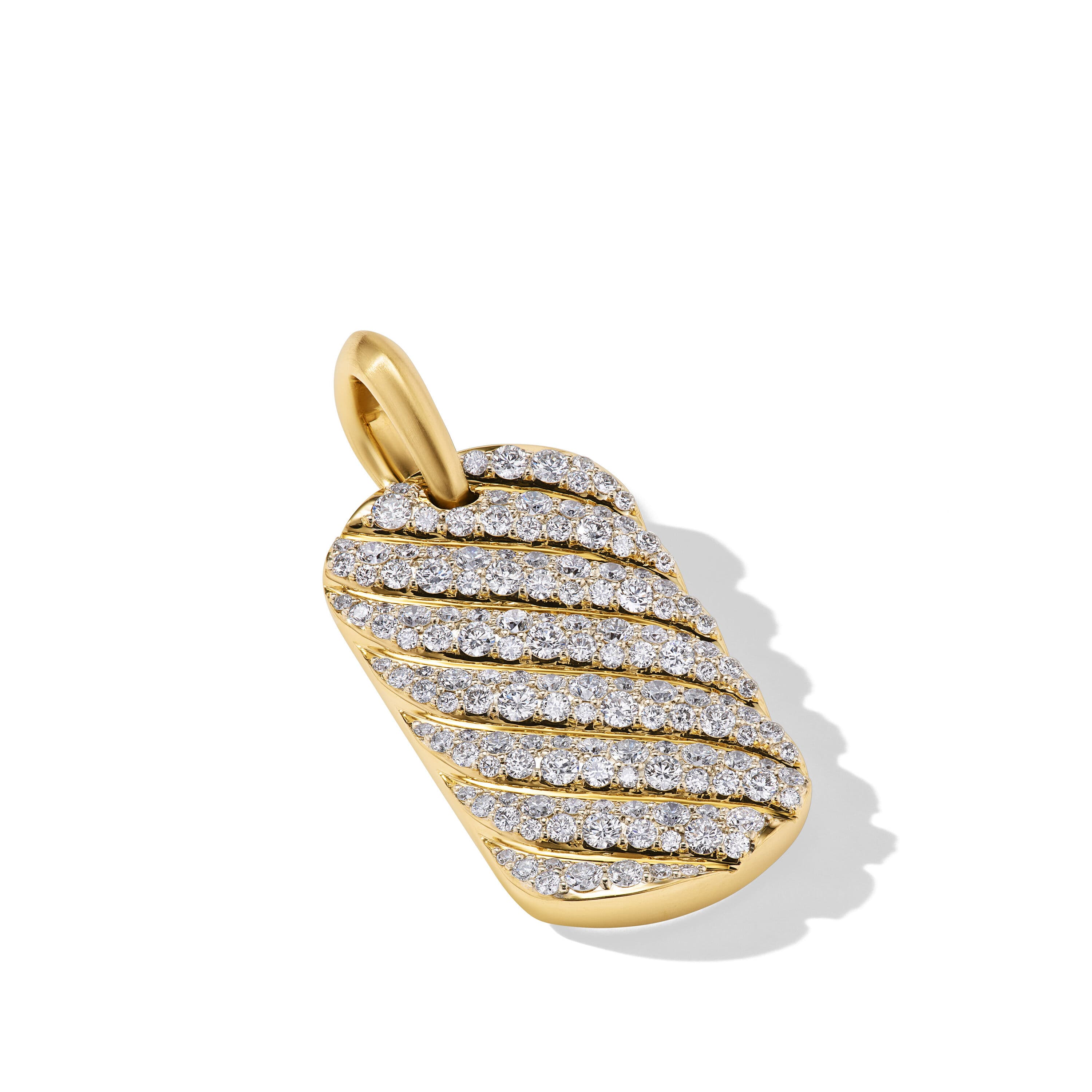 David Yurman Sculpted Cable Pave Diamond Tag in Yellow Gold, 27mm 2