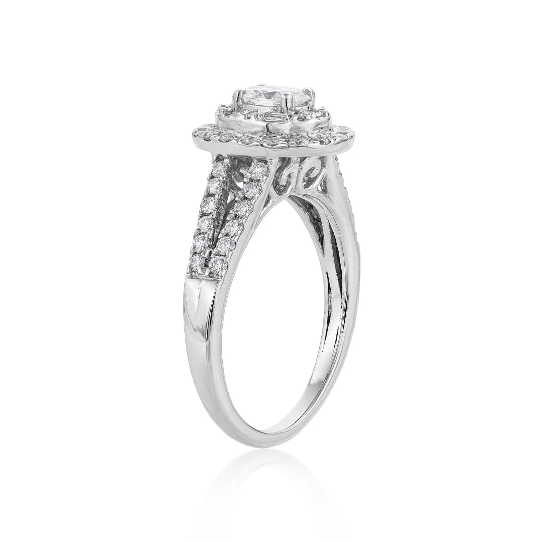 1.00 CTW Oval Cut Diamond Bridal Ring Set with Double Diamond Halo 2