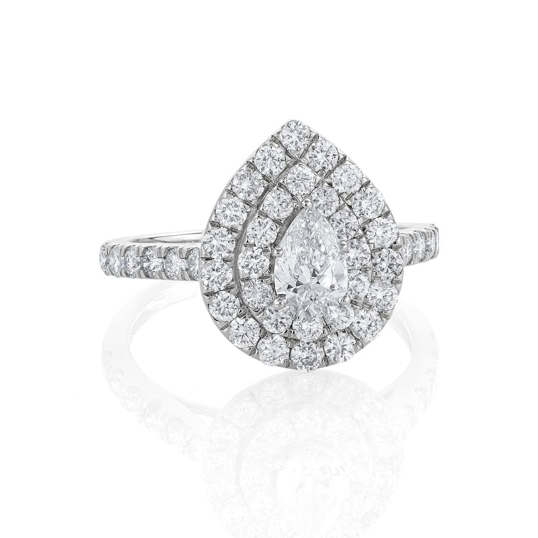 2.00 CTW Pear Cut Diamond Bridal Ring Set with Double Halo 1