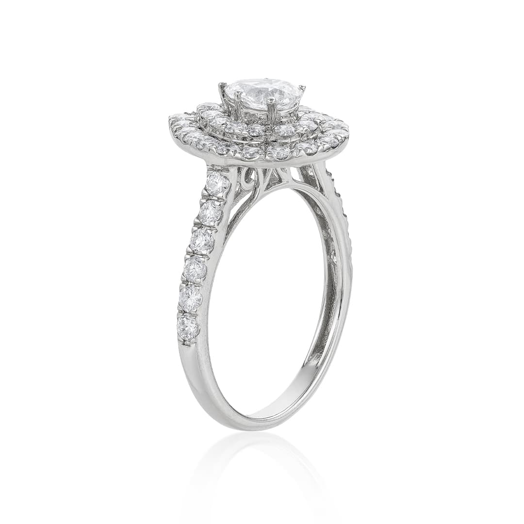 2.00 CTW Pear Cut Diamond Bridal Ring Set with Double Halo 2