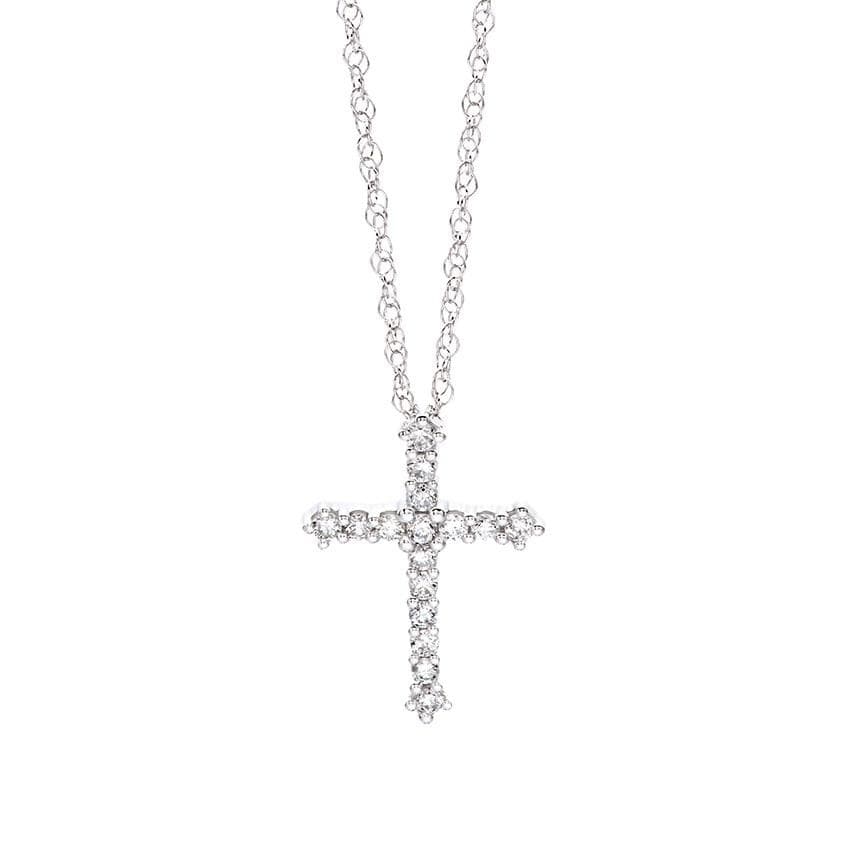 .25 CTW Round Diamond Cross Necklace in White Gold