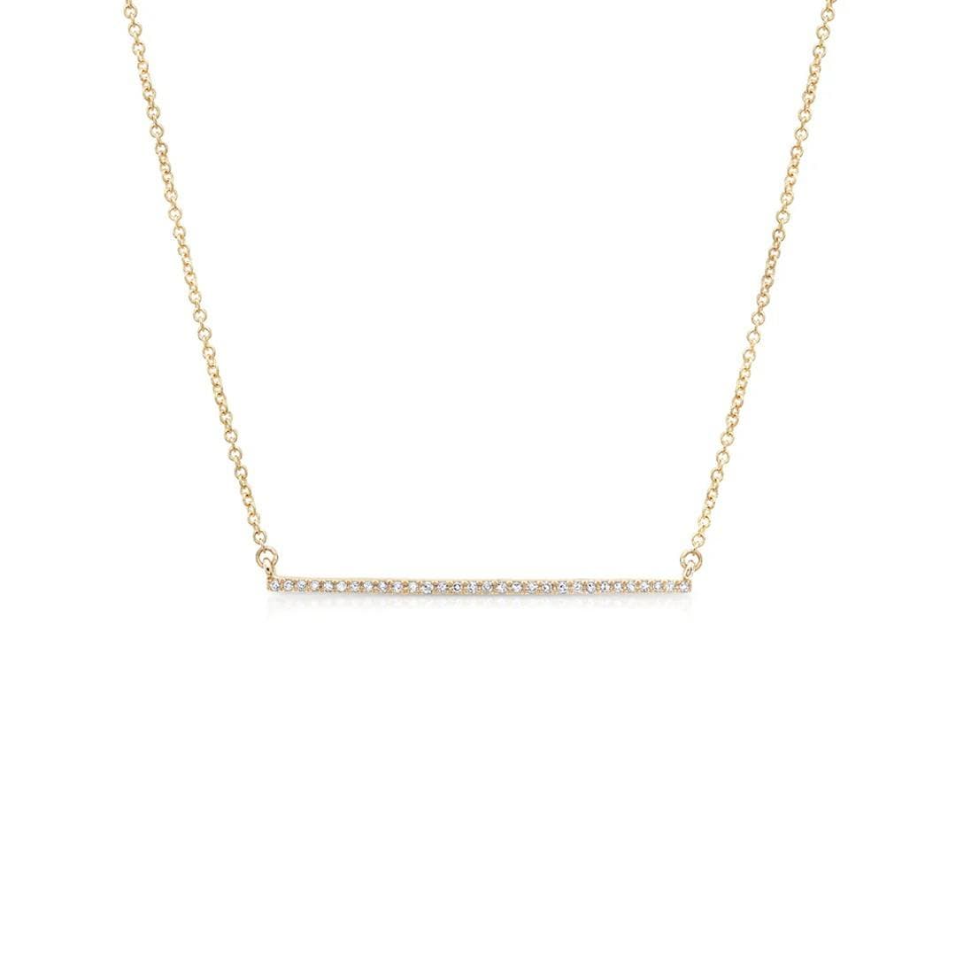 Thin Diamond Bar Necklace in Yellow Gold