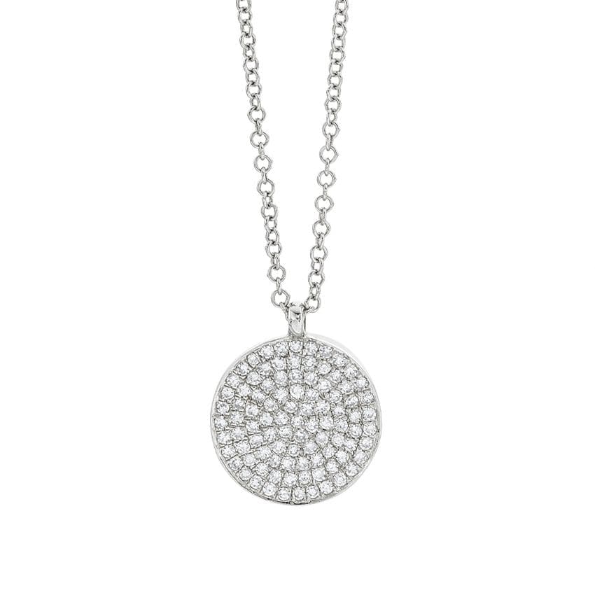 White Gold 0.30 CTW Diamond Disc Pendant Necklace 0