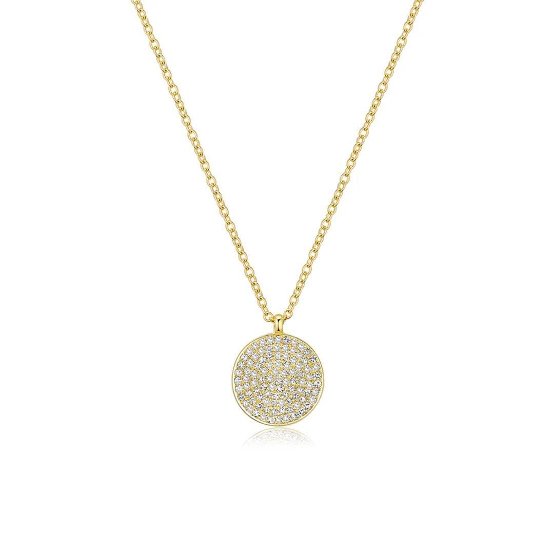 11mm Diamond Disc Pendant Necklace