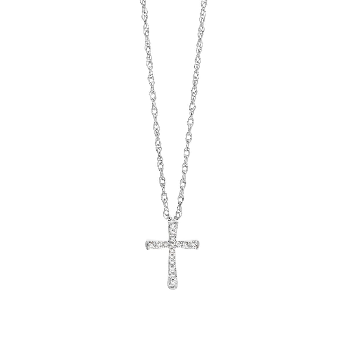 White Gold & Diamond 12mm Cross Pendant Necklace