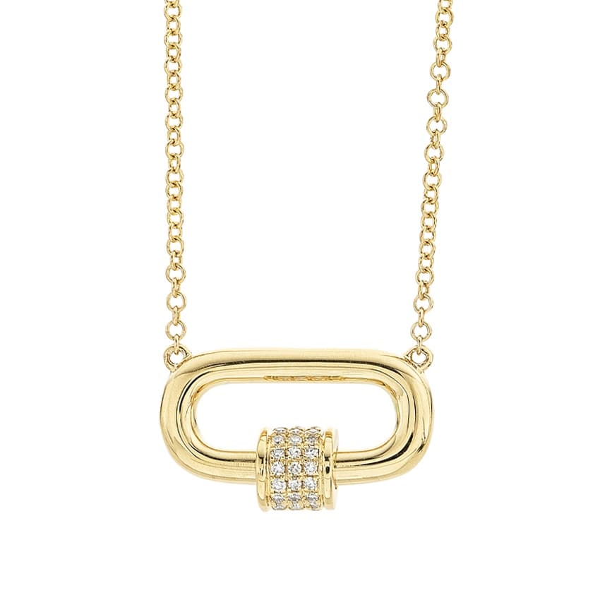 Yellow Gold & Diamond Open Link Pendant Necklace 0