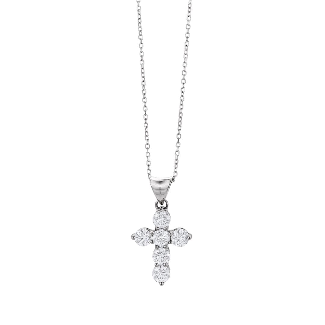 1.00 CTW Diamond Cross Pendant Necklace in White Gold 0