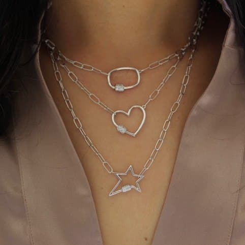 Sterling Silver Paperclip Link Heart Necklace 1