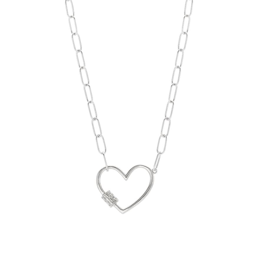 Sterling Silver Paperclip Link Heart Necklace 0