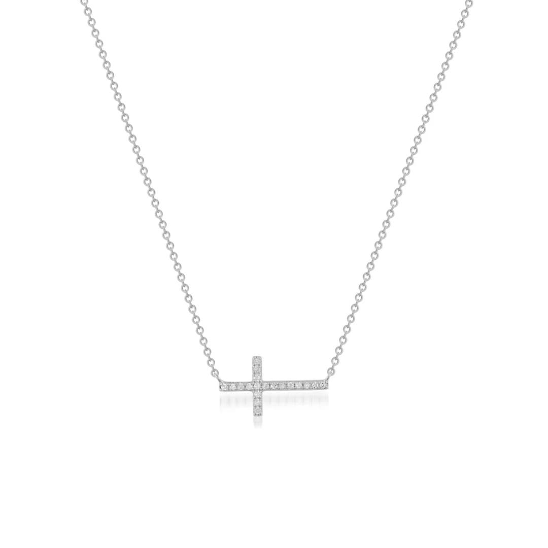 Sideways Cross Diamond Necklace