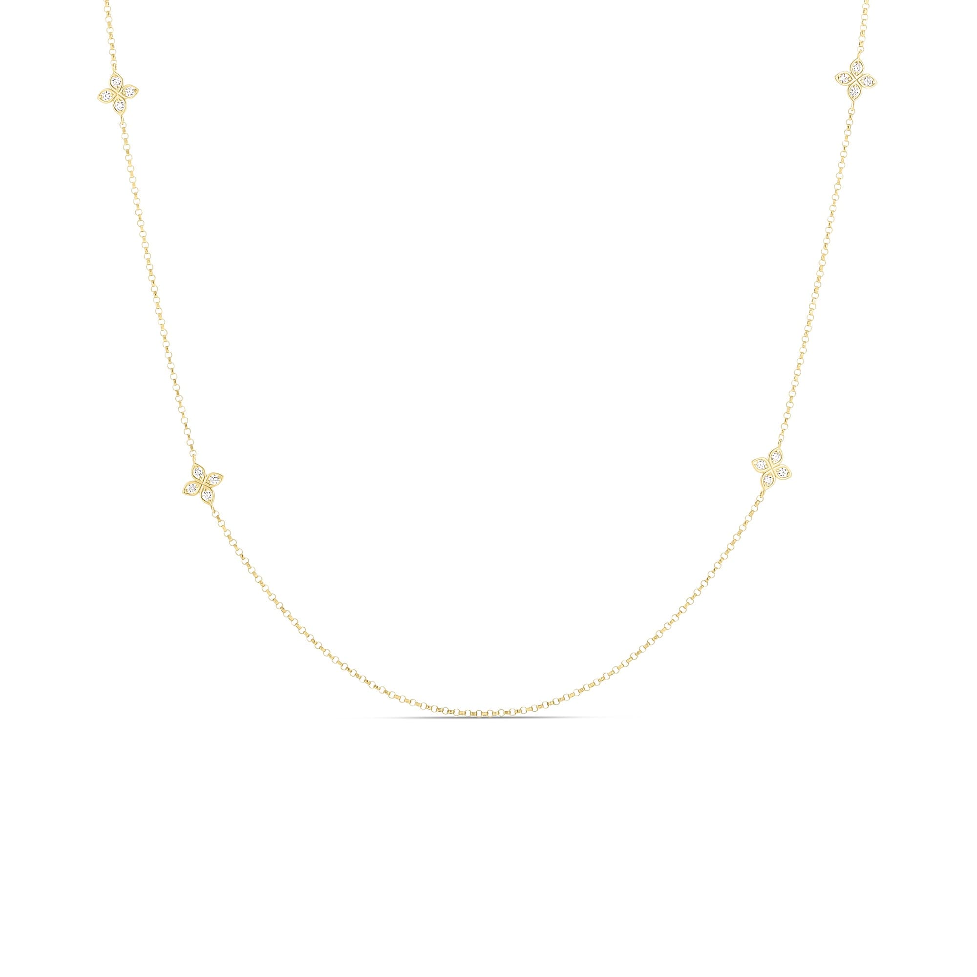 Roberto Coin Love by the Inch Yellow Gold Diamond Station Necklace 0