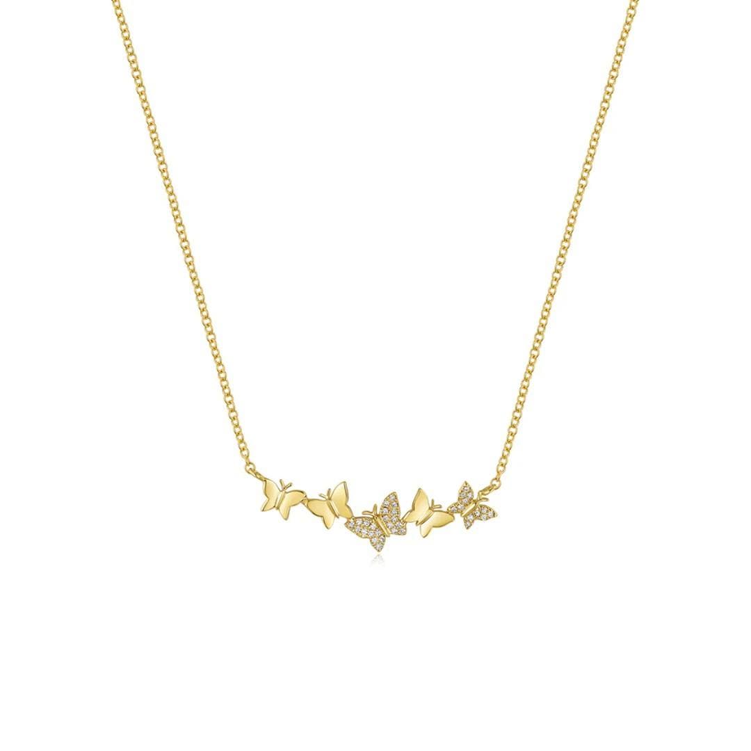 Diamond Butterfly Bar Necklace