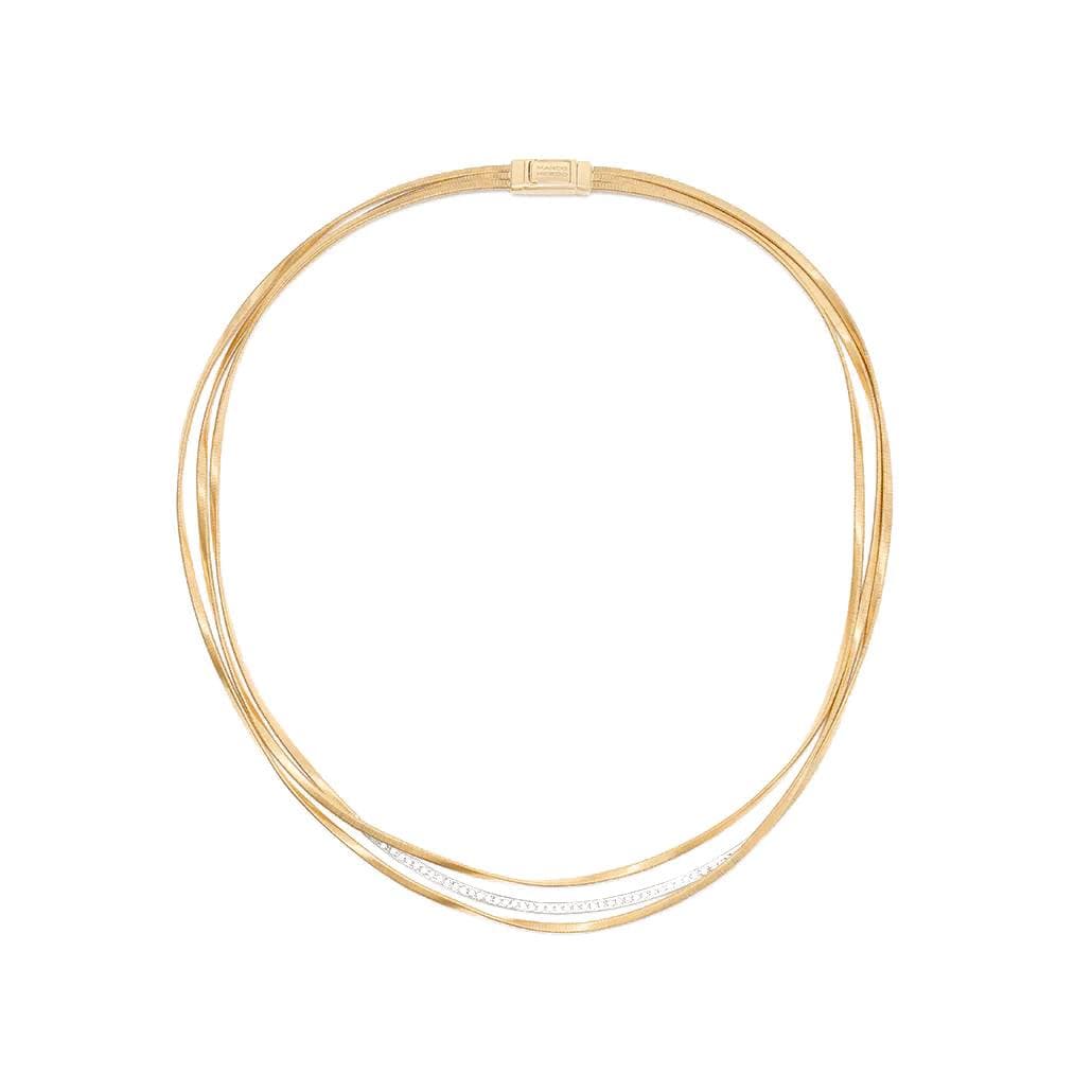 Marco Bicego Marrakech 3-Strand Coil Necklace With Diamond Bar