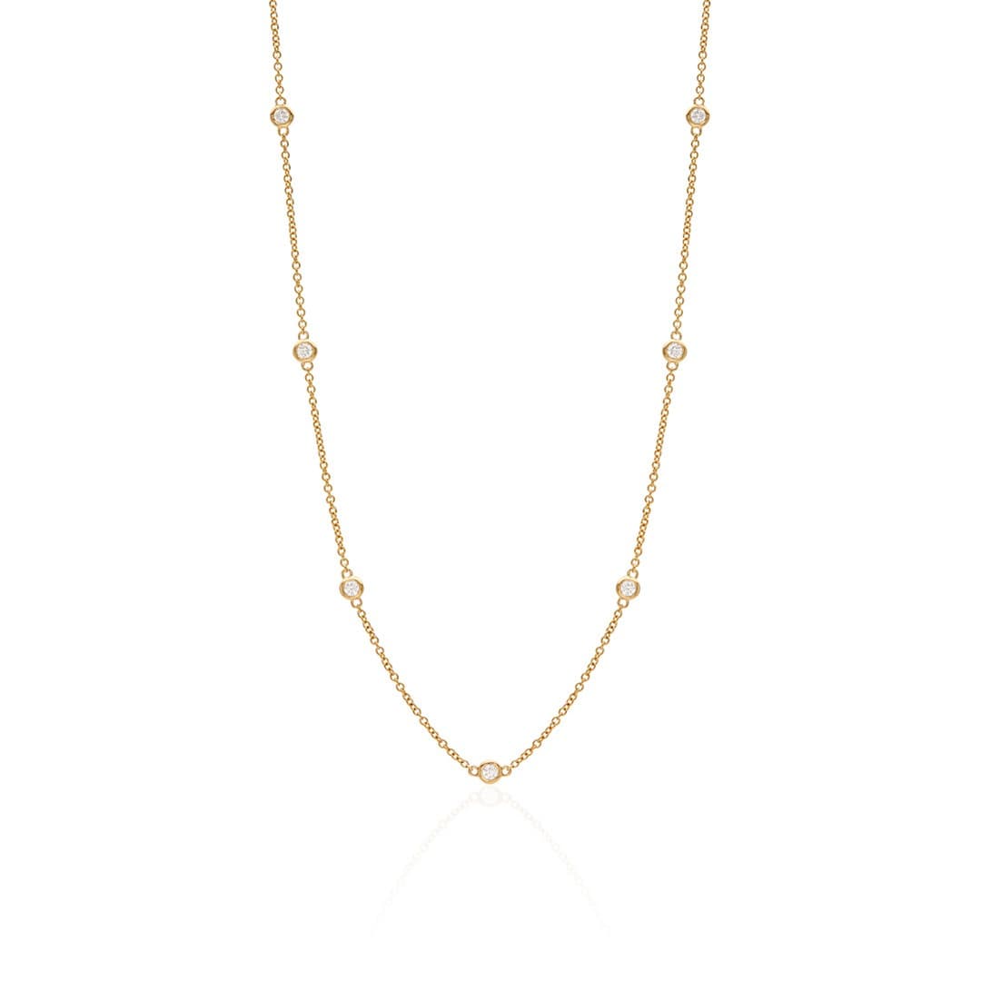 Yellow Gold Station Diamond Bezel Necklace 0