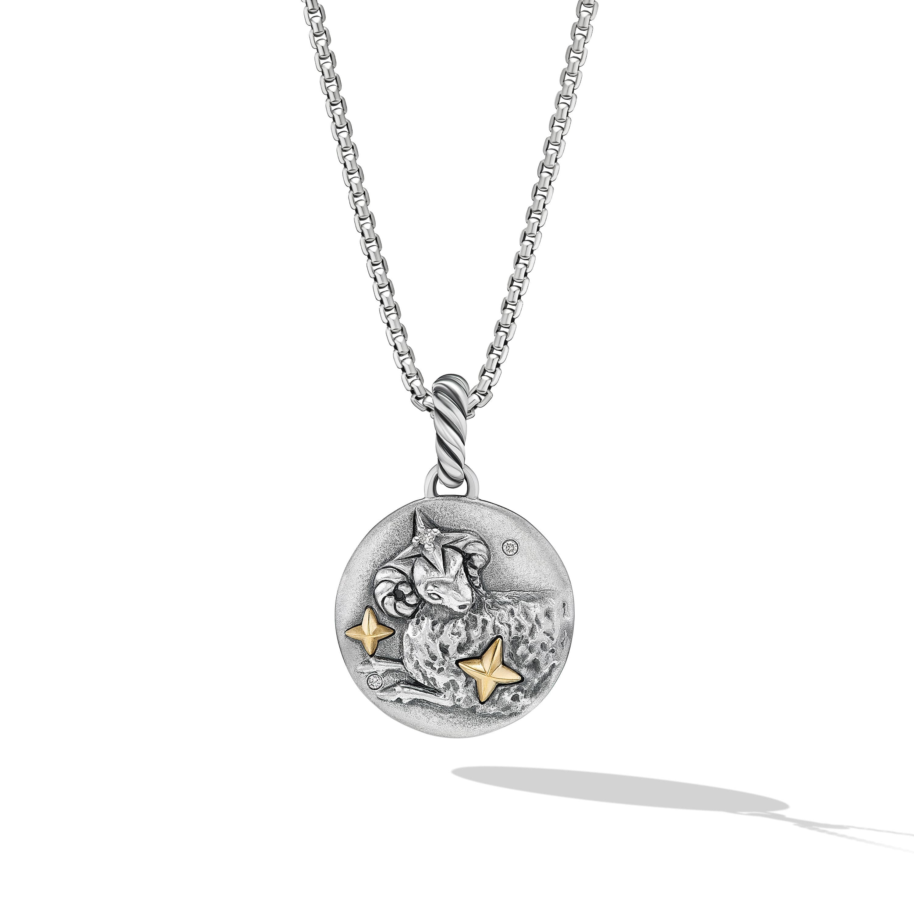 David Yurman Aries Zodiac Amulet with Gold and Diamonds